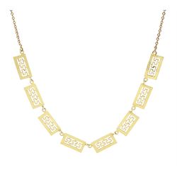 14ct gold rectangle link key design necklace, stamped 585