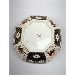 A Royal Crown Derby Imari bowl, of octagonal form, decorated in the 2451 pattern, with printed marks beneath, D24cm, (a/f), together with a group of Royal Crown Derby Imari plates, decorated in the 2451 patter, comprising five large plates, D23cm, one smaller, D21cm, and four small, D18cm. (11). 