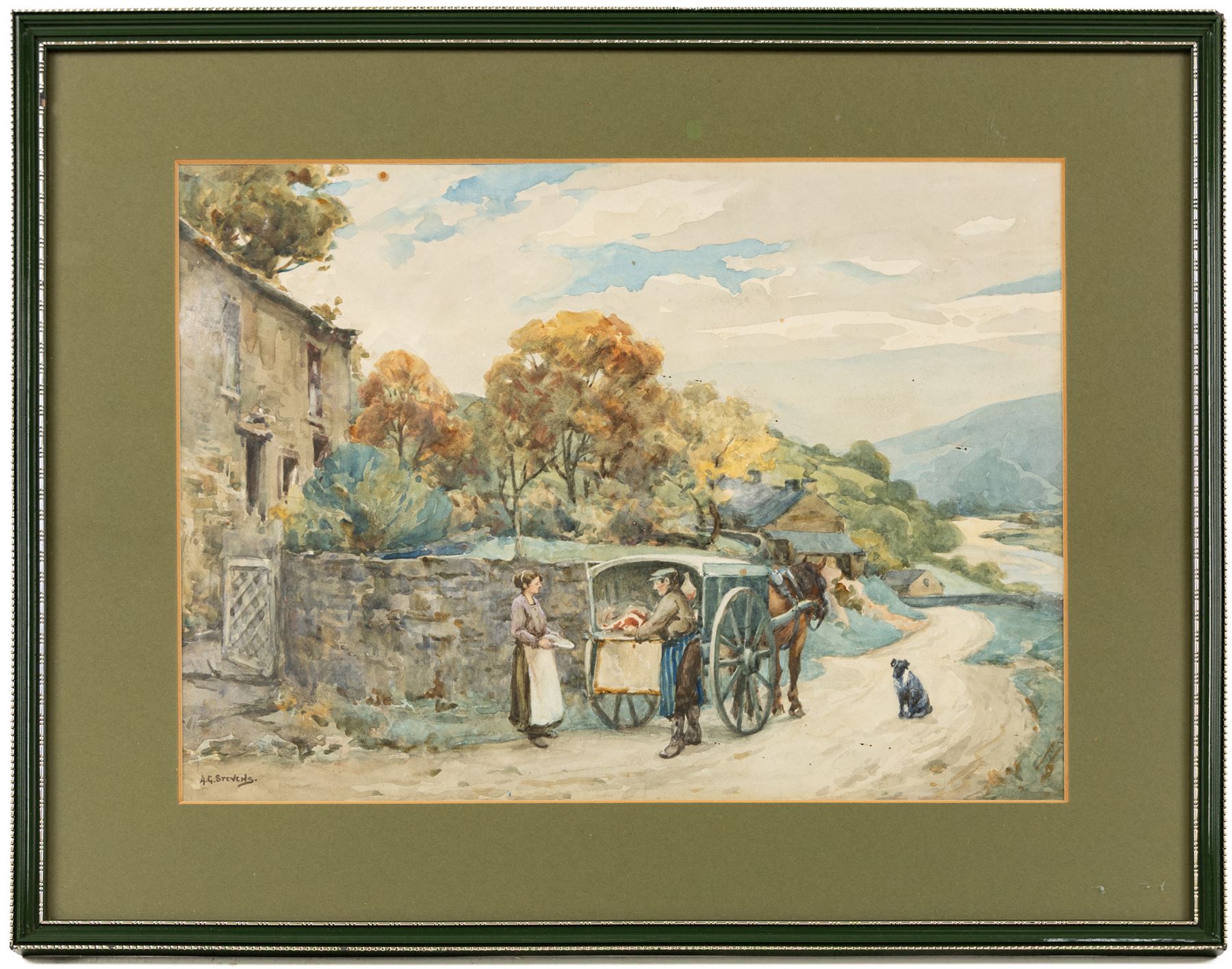 Albert George Stevens (Staithes Group 1863-1925): The Butcher's Cart, watercolour signed 25cm x 34cm