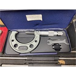 Collection of Moore & Wright and similar micrometers and gauges, in nine boxes 