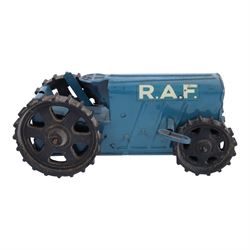 1980s reproduction tinplate Paya Bugatti and a collection of diecast tractors including Triang and Corgi examples