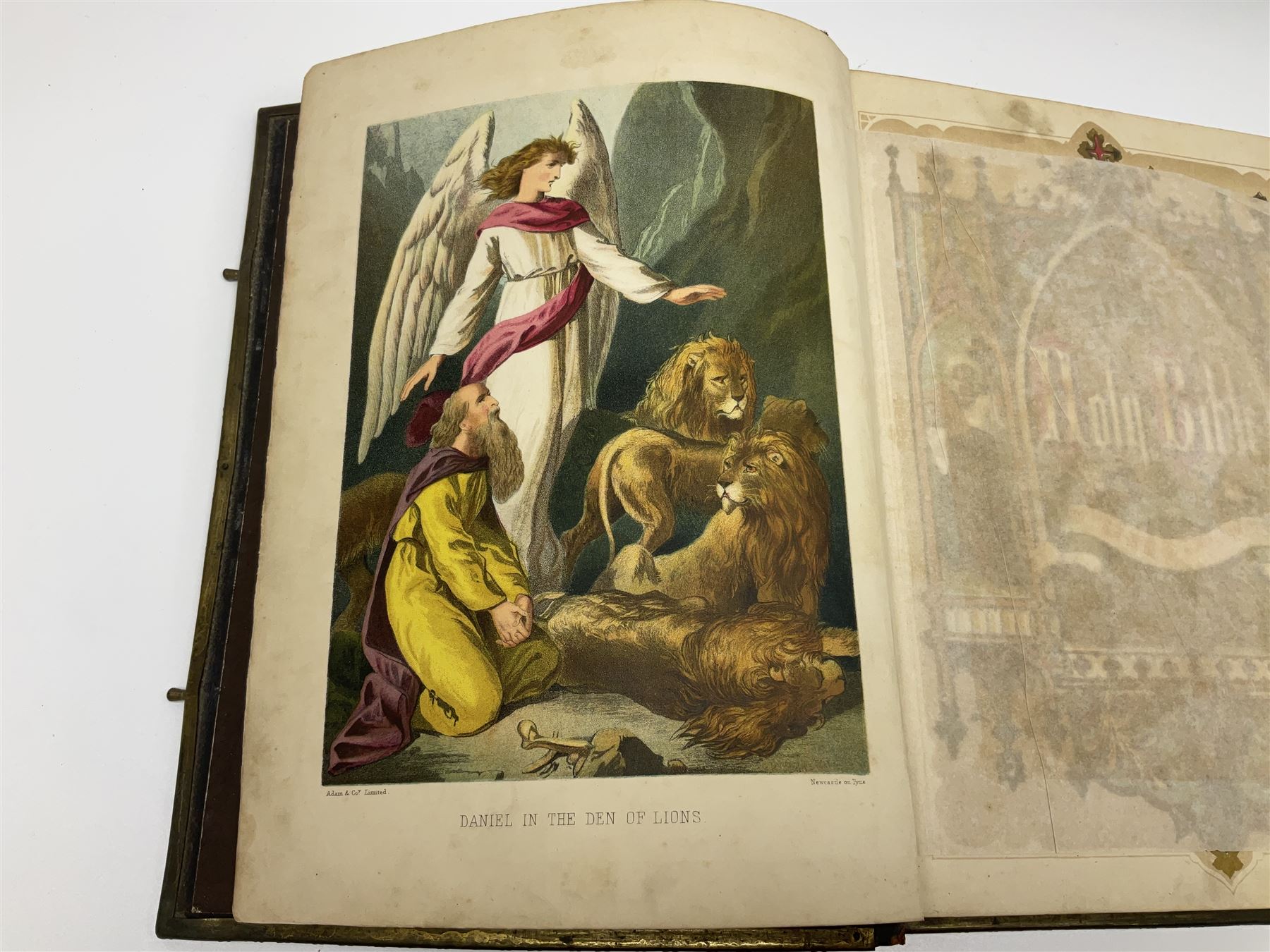 Large leather bound illustrated Holy Bible 'Brown's Self-Interpreting Family Bible, containing the old & new testaments' by the late Rev. John Brown