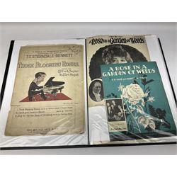 Albums of Victorian and later sheet music covers relating to flowers to include The Rose Queen, Waltz of the Wild Flowers, Those blooming roses, Songs of the Season and many others