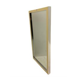 Contemporary cream and chrome framed mirror, bevelled plate