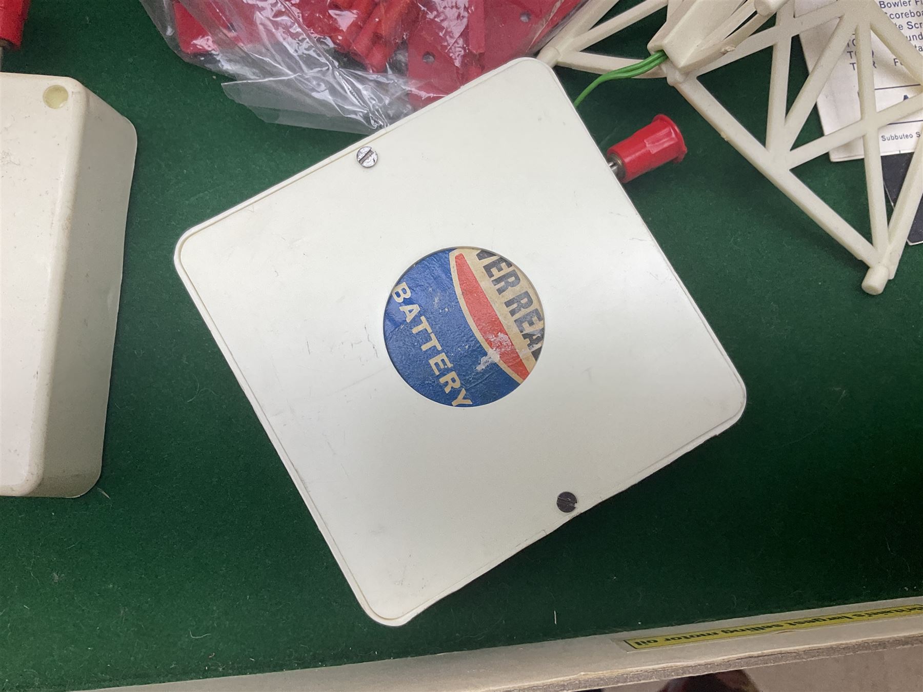 Subbuteo - three boxed sets comprising Football Express with two five-a-side teams and floodlighting; Continental with four teams and accessories; and International Edition Table Rugby with two teams; together with a Real Madrid 1974-75 League Champions pennant (4)