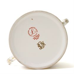 Lynton Porcelain Company loving cup, decorated with a British naval frigate, signed Stefan Nowacki, on a cobalt blue ground finely embellished in gilt enamel, printed marks to base, H11.5cm 