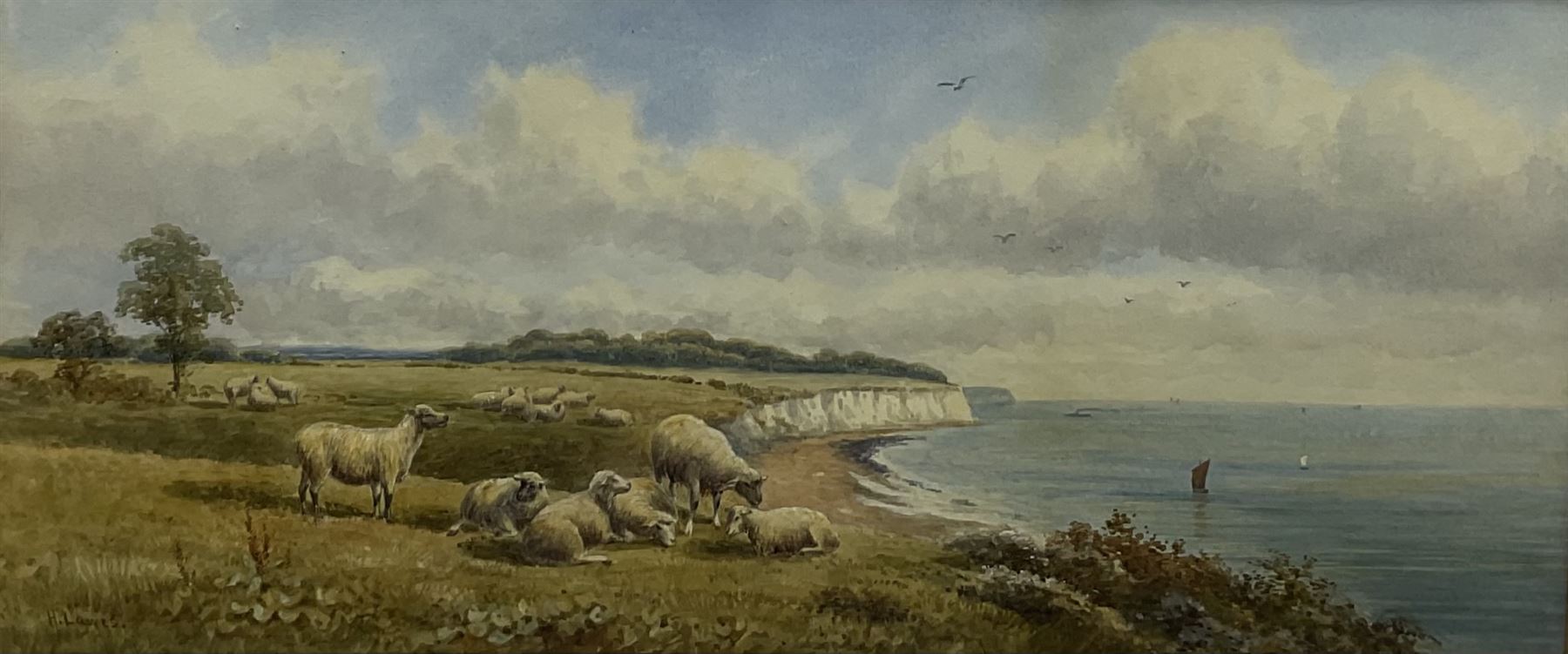 Harold Lawes (British 1865-1940): 'On the Coast of Devon', watercolour signed, titled on the mount 22cm x 51cm
