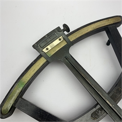 19th century octant, the rosewood framework with brass fittings and inset ivory scale, aperture for inset maker's plaque, L32cm