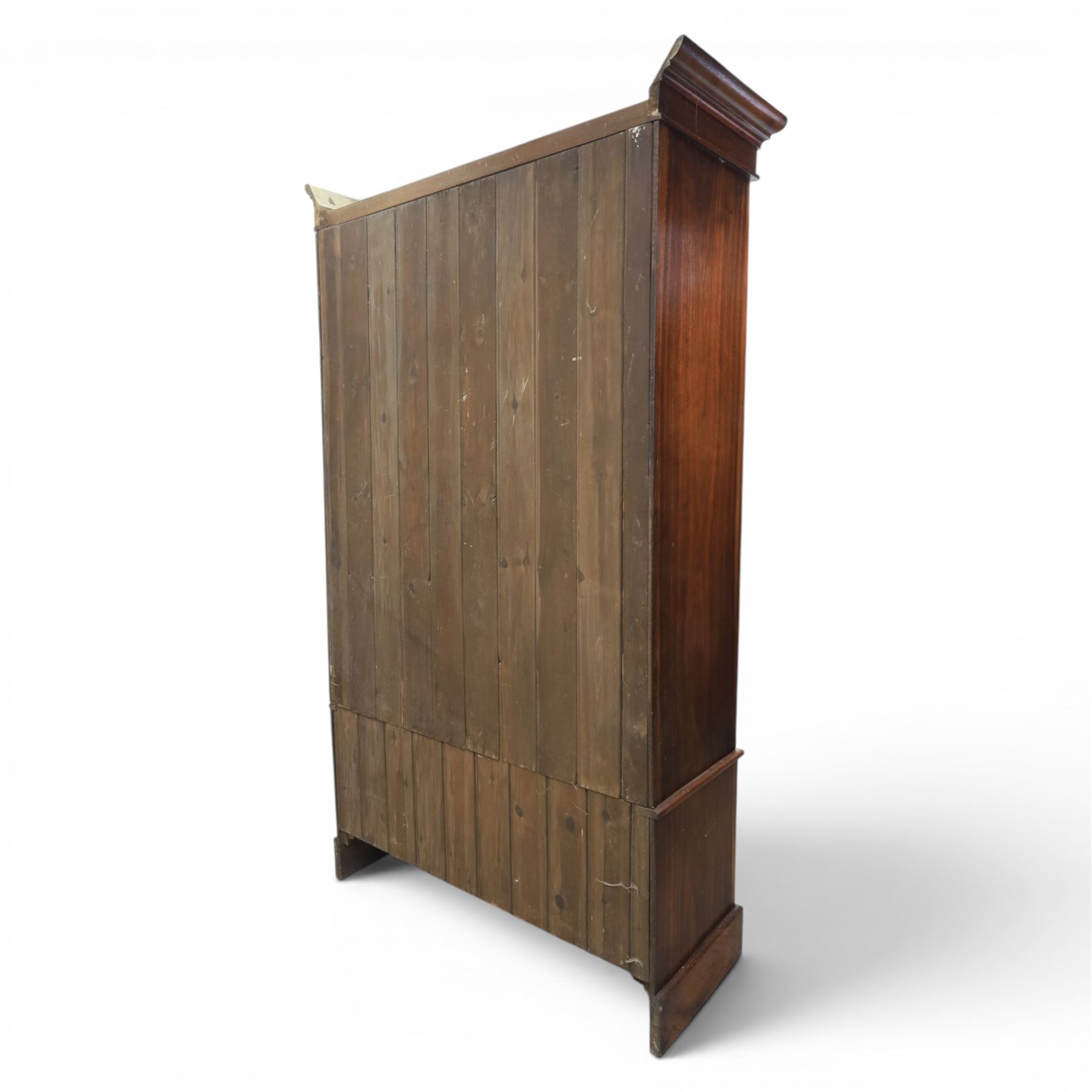 Edwardian walnut wardrobe, featuring single sectional mirror door with bevelled panes, single drawer to base