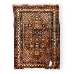 Small Persian rug or mat, decorated with Herati motifs within pattern borders 