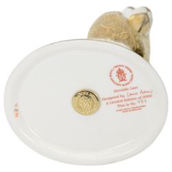 Limited Edition Royal Crown Derby Heraldic Lion paperweight, no. 731/2000, with gold stopper, boxed