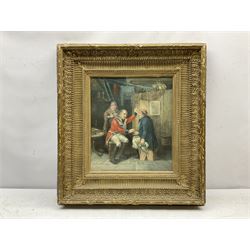 Continental School (19th century): Soldier and Sailor Drinking, oil on canvas unsigned 31cm x 27cm