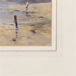 Herbert Moxon Cook (British 1844-1928): Whitby Chimneys at Dusk, watercolour heightened with white signed 20cm x 31.5cm 