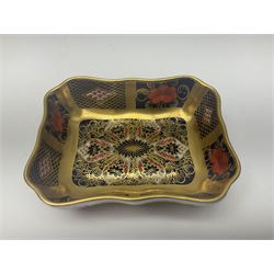 Royal Crown Derby Imari pattern 4971, cup and saucer, circa 1913, together with Royal Crown Derby Imari pattern 1128, trinket dish, circa 1978, both with printed mark beneath 