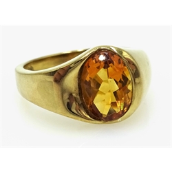  Gold citrine ring in contemporary setting hallmarked 9ct   