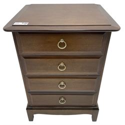 Stag Minstrel - pair of mahogany pedestal chests, fitted with four long drawers