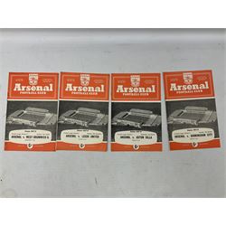 Arsenal F.C. - forty-nine home programmes for 1956/57 (21), 1957/58 (13) & 1958/59 (15) including Division One, F.A. Cup (including replays) and Friendly Matches (49). Auctioneers Note: The February 1st match against Manchester United (result Arsenal 4 Manchester United 5) was the final domestic league match played by the Manchester United first team before the Munich Air Crash - thus it was the last game played in the U.K. by the 'Busby Babes', before the tragic death of several of these players.