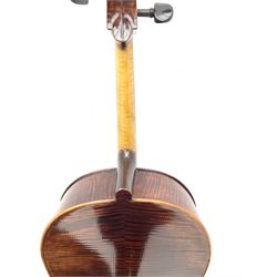 Alfred Stingl by Hofner cello, model AS-360 with 75.5cm two-piece maple back and ribs and spruce top, bears label with serial no.JO411-0706, L122cm; in carbon-fibre carrying case with bow