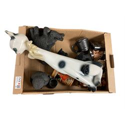 Four composite gorillas, together with ceramics and other collectables, in three boxes 