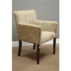  Armchair upholstered in oat meal fabric, square tapering supports, W62cm  