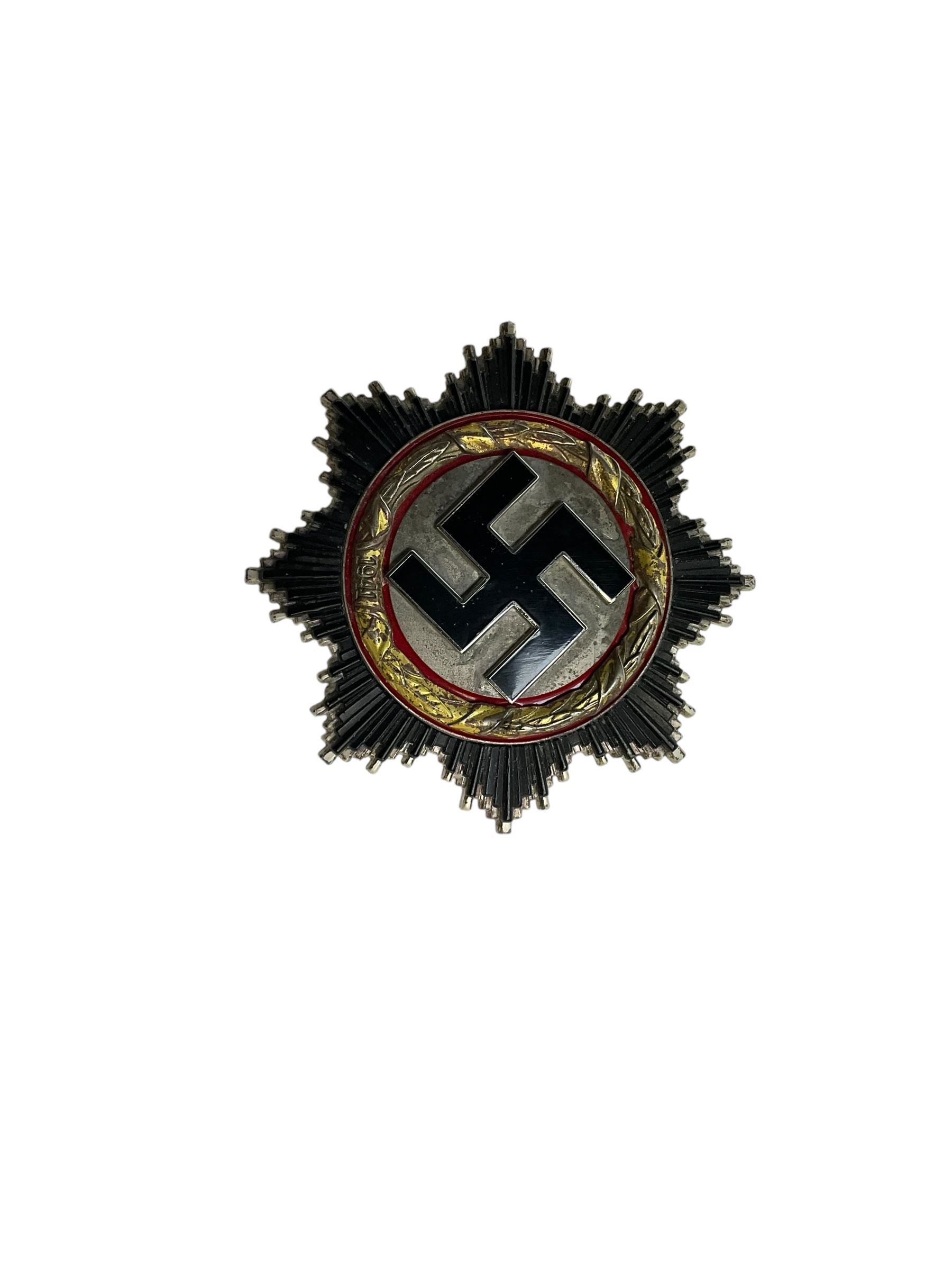 Eight German style badges including Bombers piolet clasp, Proficiency Rune, German Cross in gold etc 