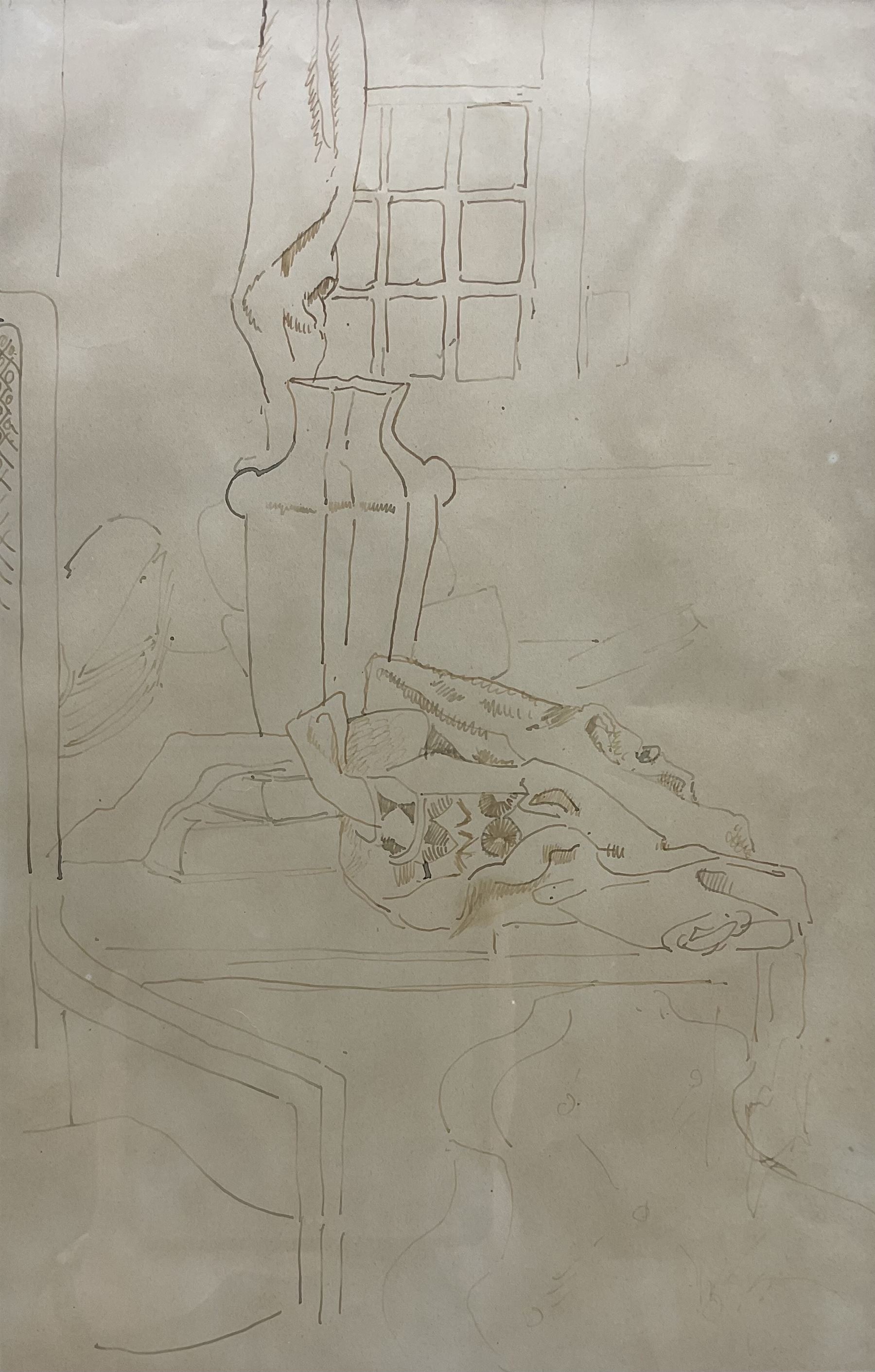 Roger Eliot Fry (British 1866-1934): 'Still Life', pen and ink unsigned c.1918, 36cm x 23cm 
Provenance: private collection, purchased The Bloomsbury Workshop, Galen Place, London, label verso