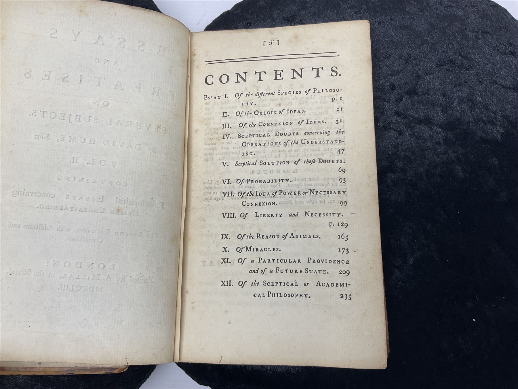 David Hume; Essays and Treatises on Several Subjects, Millar London 1753 