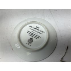 Royal Worcester Flower Fairies oval collectors plates, Goebel mustard pot, two Danbury Mint Fairy Tale bells, and pair of Hutschenreuther candlesticks decorated with scenes of Puss in Boots