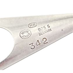 Georg Jensen silver pendant necklace, no. 342 designed by Henning Koppel, London import mark 1977, on a silver cable link chain with toggle clasp