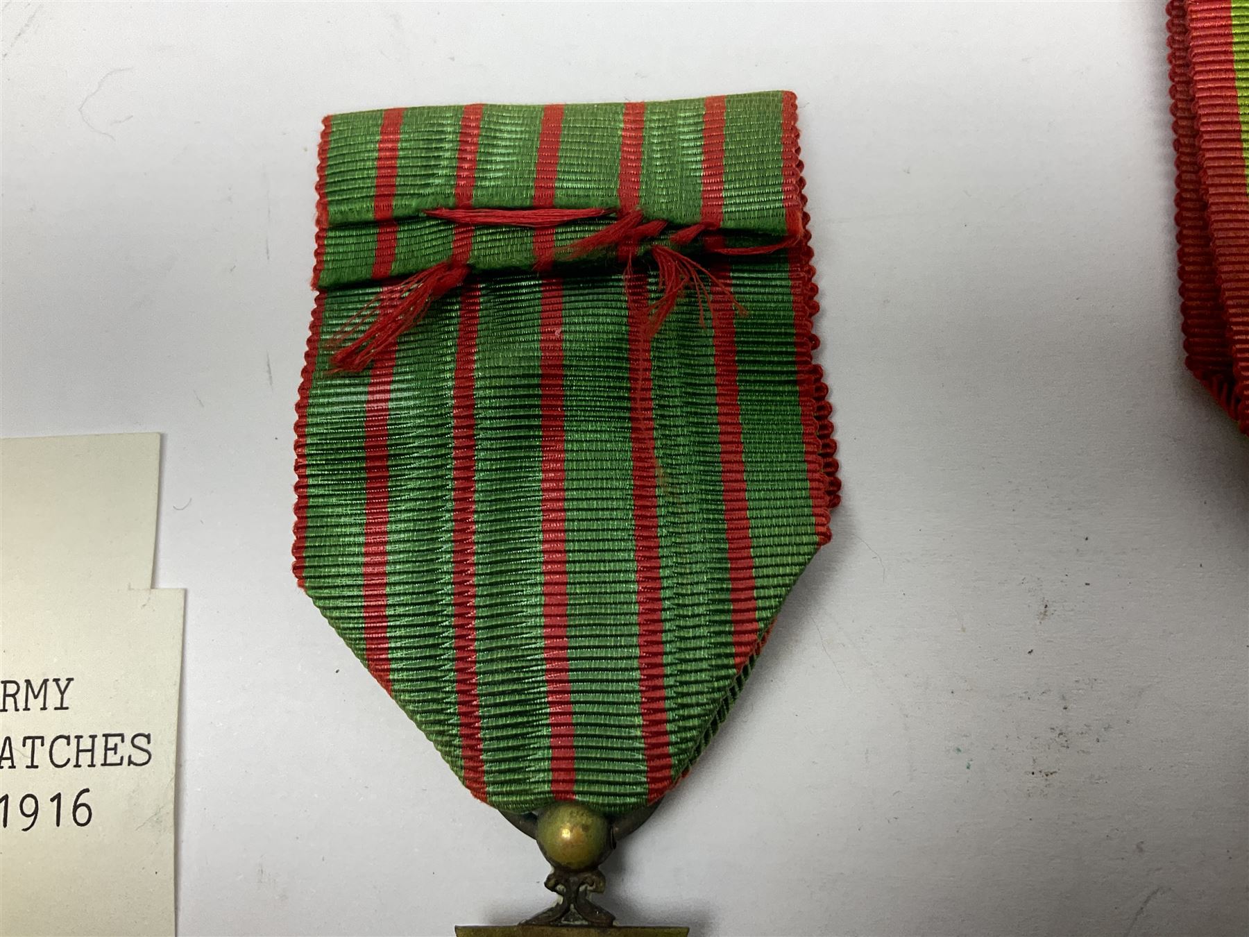 WWI French 1914-1916 Croix de Guerre with MID leaf and ribbon; and WWI Belgian 1914-1918 Croix de Guerre with ribbon (2)