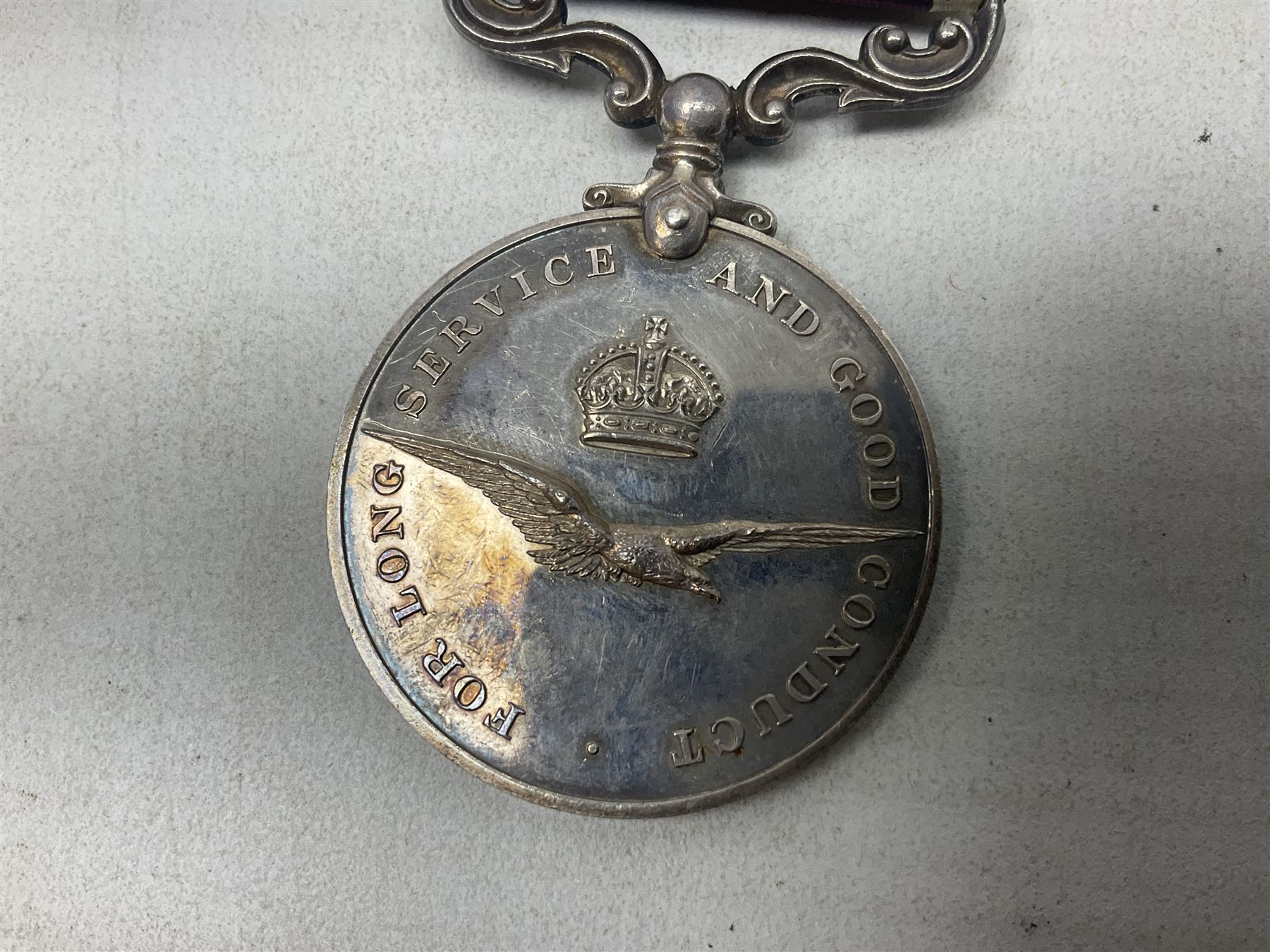 George VI RAF Long Service and Good Conduct Medal awarded to 506313 F/Sgt. F.G. Hollings R.A.F.; with ribbon 