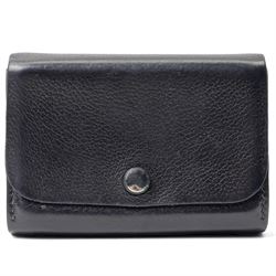 Hermès - black grained leather gusseted card holder, with press-stud fastening and concert...