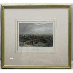 George Hawkins (British 1819-1852) after William Richardson (British fl.1842-1877): 'Whitby Abbey Church Yorkshire from the South West', lithograph with hand colour 30cm x 48cm; After Henry Warren (British 1794-1879): 'Leeds' 'Bradford' and 'Hull', set three engravings with hand colour 14cm x 19cm (4)