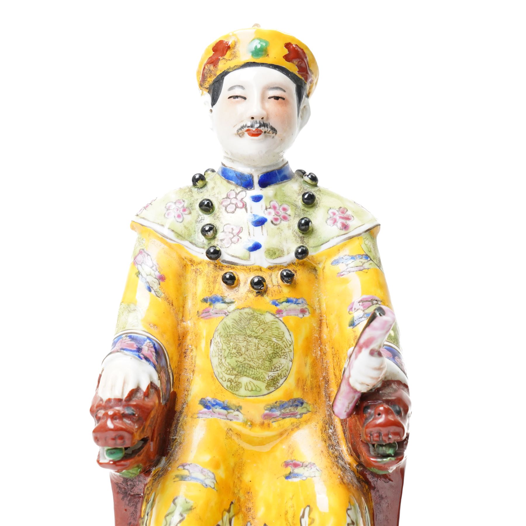 Pair of 20th century Chinese porcelain figures of the Emperor & Empress, impressed four character mark to base, H27cm (2)