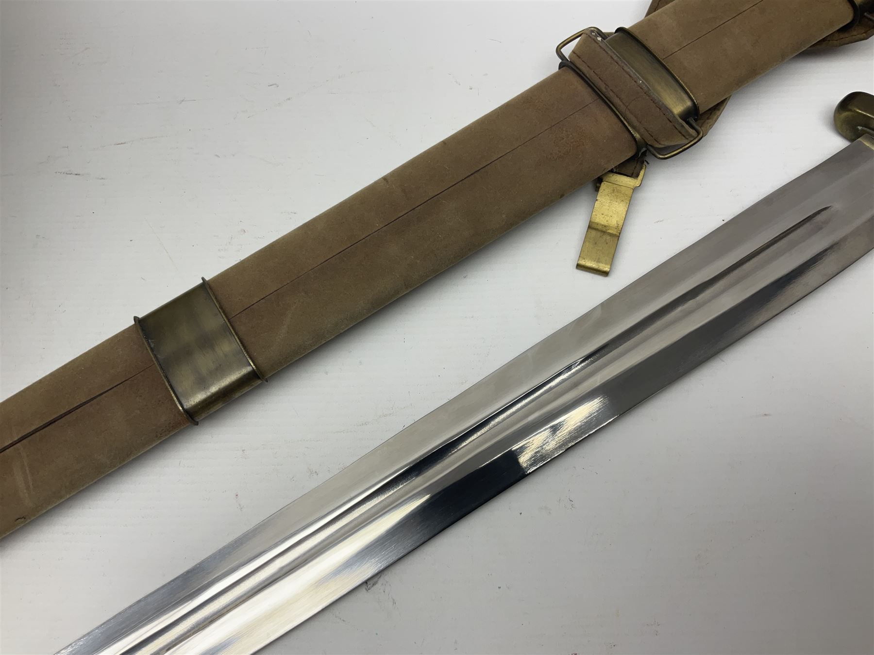 Re-enactors Viking helmet and sword in scabbard, helmet D19cm, sword blade L73cm, whole L88cm 