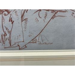 Sir William Russell Flint (Scottish 1880-1969): 'Model Resting', sanguine chalk signed, titled on exhibition label verso 13.5cm x 20cm 
Provenance: private collection; exh. The Fine Art Society, London, November 1900, label verso; with James Alder Fine Art, Hexham, where purchased by the vendor