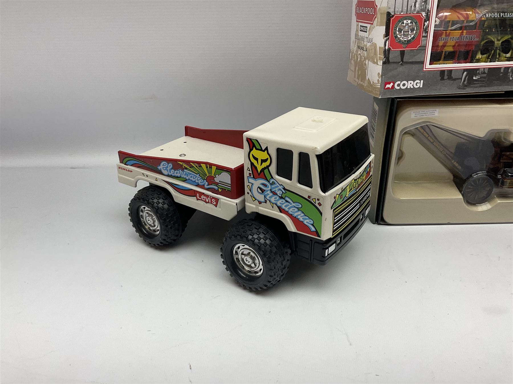 Two Corgi ‘Vintage Glory of Steam’ models, ‘Blackpool Balloon Tram’ and ‘Garrett Road Tractor’ models, all boxed, two further Corgi models, Lledo The Queen Mother commemorative set, etc 