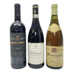 Mixed wine, comprising Araldica Barbaresco 2013, Corsini, 75cl 14% vol, Marques De Murrieta 2007 Gran Reserva Rioja 75cl 14% vol and Domaine Michelot 1992 Meursault 750ml 13% vol (3)