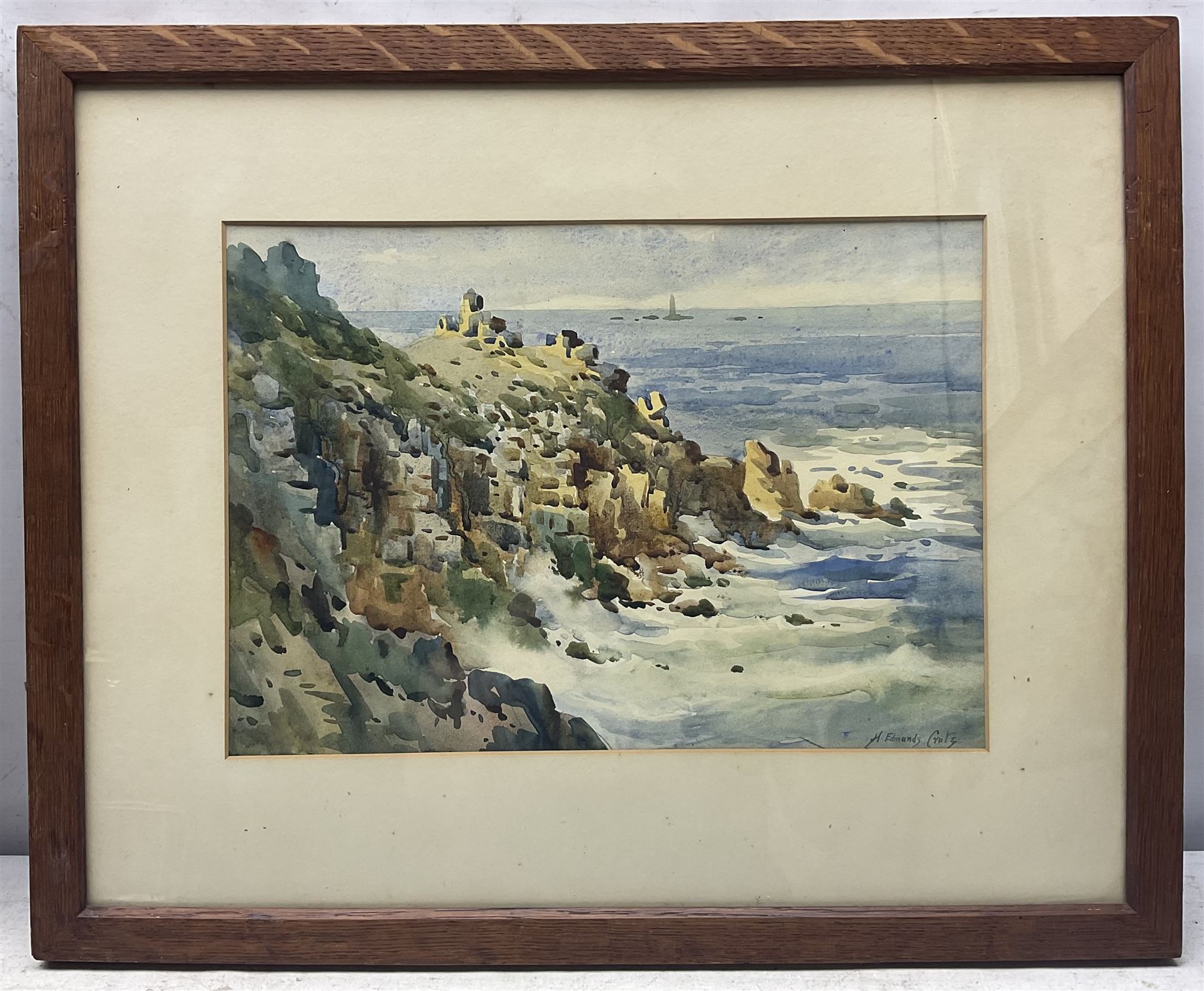 H Edmunds Crute (British 1888-1975): Coastal scene, watercolour signed 25cm x 36cm