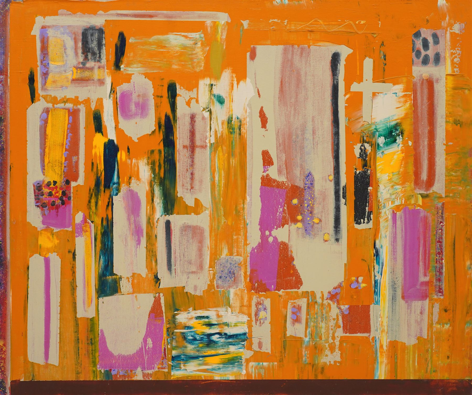 Gillian Ross Kelsey (British 1935-2025): 'Holy Devotion', acrylic on canvas unsigned 106cm x 127cm (unframed)