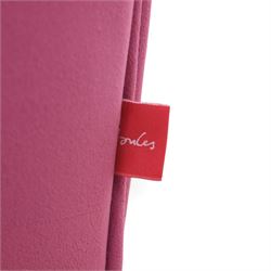 Joules - Windsor Chesterfield three seater sofa in pink velvet, shaped back with deep buttoned sides, loose seat cushion raised on turned and shaped supports