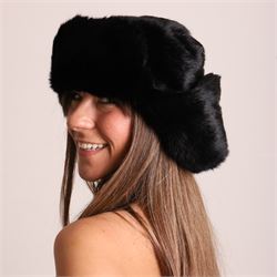 Gucci - black real fur trapper hat, with ear flaps, cotton monogram lining and logo label,...