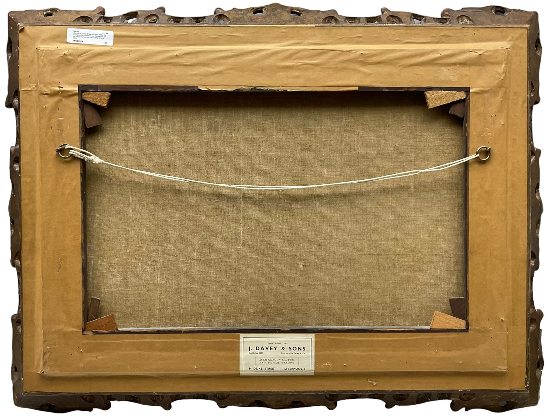 Charles G Hards (British ex.1883-1898): The Young Kitchen Assistant and Companion, oil on canvas signed and dated 1878, 37vm x 54cm