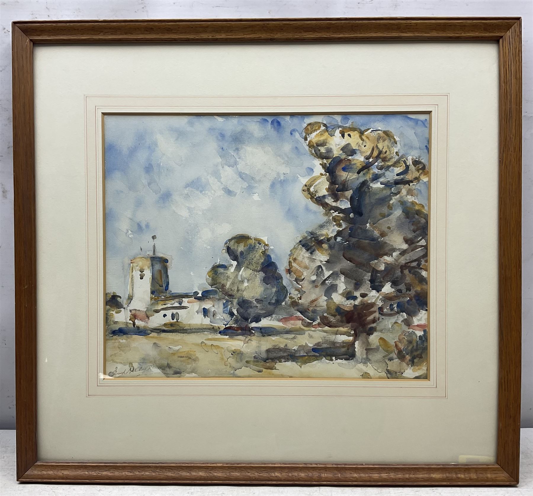 William (Fred) Frederick Mayor (Staithes Group 1866-1916): 'Whitchurch near Aylesbury', watercolour signed, titled verso 31cm x 38cm 
Provenance: private collection; David Duggleby, Scarborough 26th November 2021, Lot 56; with the Charles A Jackson Gallery, Police Street, Manchester, label verso dated March '44 - interestingly Charles Jackson was the brother of fellow Staithes Group artist Frederic William Jackson.