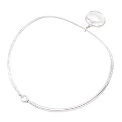 Georg Jensen silver 'Dew Drop' rock crystal pendant necklace designed by Vivianna Torun Bülow-Hübe, pendant No. 311C, on silver collar, No. 410, boxed