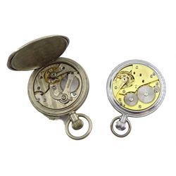 WWII military issue keyless stopwatch No. 3364, back case stamped 'Mayer & We ll, Mark II No. 6348, 1917 and a military issue keyless lever pocket watch, back case stamped 'G.S.T.P G29246 (2)