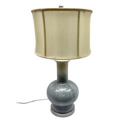 Table lamp of squat baluster form, with a ruskin style finish, H66cm