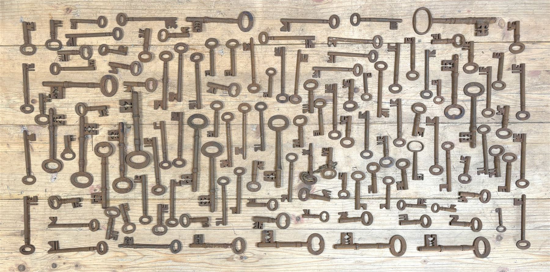 Large collection of Georgian warded iron keys.  - COLLECTION BY APPOINTMENT FROM: The White House, Thirsk Road, Easingwold, York, YO61 3NF - CALL 01723 507111 TO ARRANGE