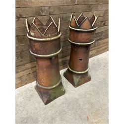Two Victorian salt glazed crown-top chimney pots