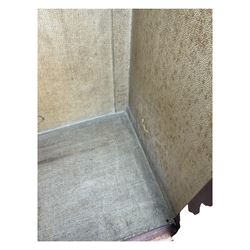 Late Victorian walnut triple combination wardrobe, projecting moulded and dentil cornice, central shaped bevelled mirror glazed door, cartouche and curled leaf carved panels over figured walnut veneered panels, fitted with drawer to base, on bracket feet